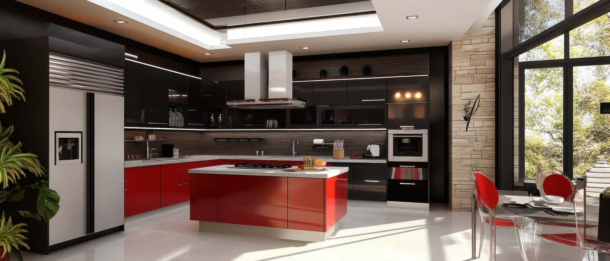 modern-kitchen-with-red-cabinets